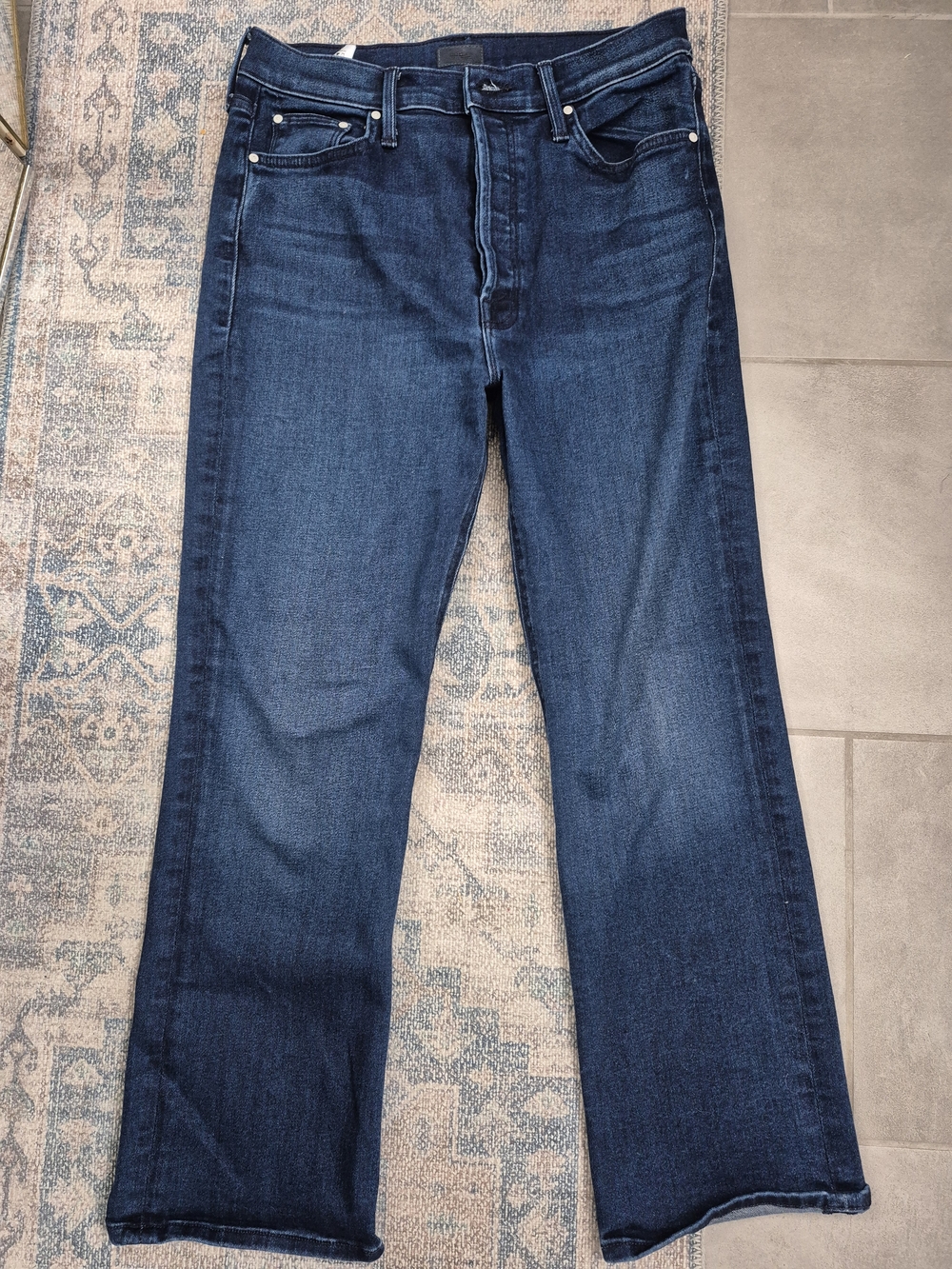 Mother Dark Blue Straight-Leg Jeans